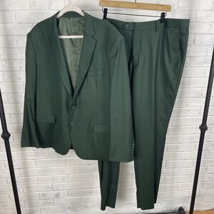 Alain Dupetit Forest Green 2 Piece Suit Mens 48S Jacket 42W Pants Formal Career